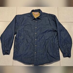 Men's Wrangler Blue Denim Jacket with Sherpa Lining